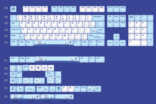 【IC】Furina Keycaps PBT Custom Keycaps Genshin Impact keycaps Set