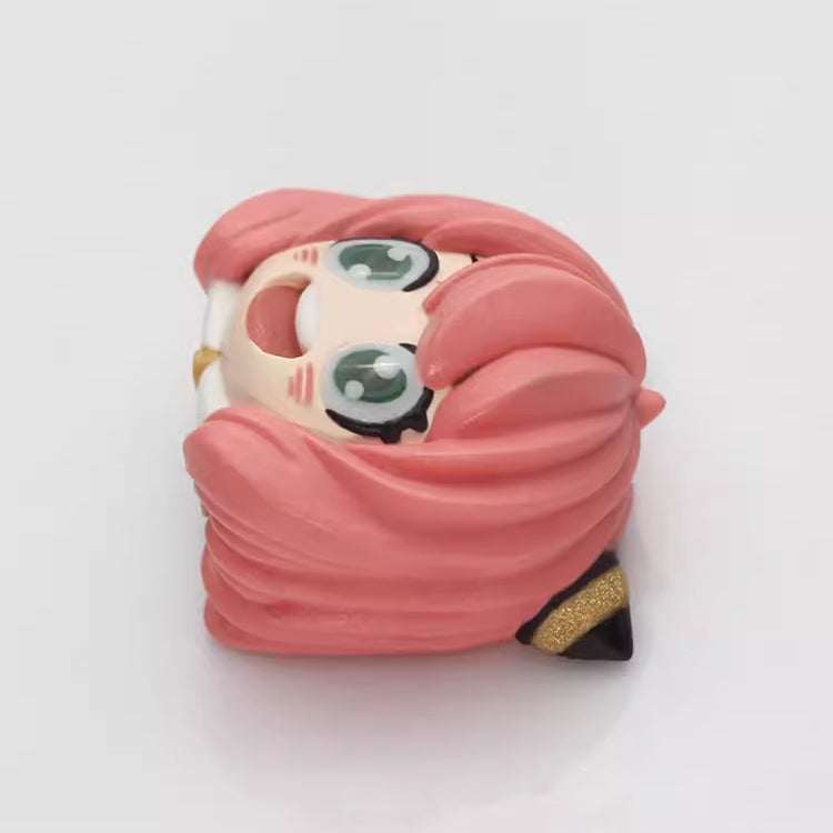 SPY x FAMILY Anya Forger custom artisan keycap in cute pink, designed for fans of the popular anime series and unique keycap designs. Anya Forger Artisan keycap SPY x FAMILY Cute pink 3D keycap