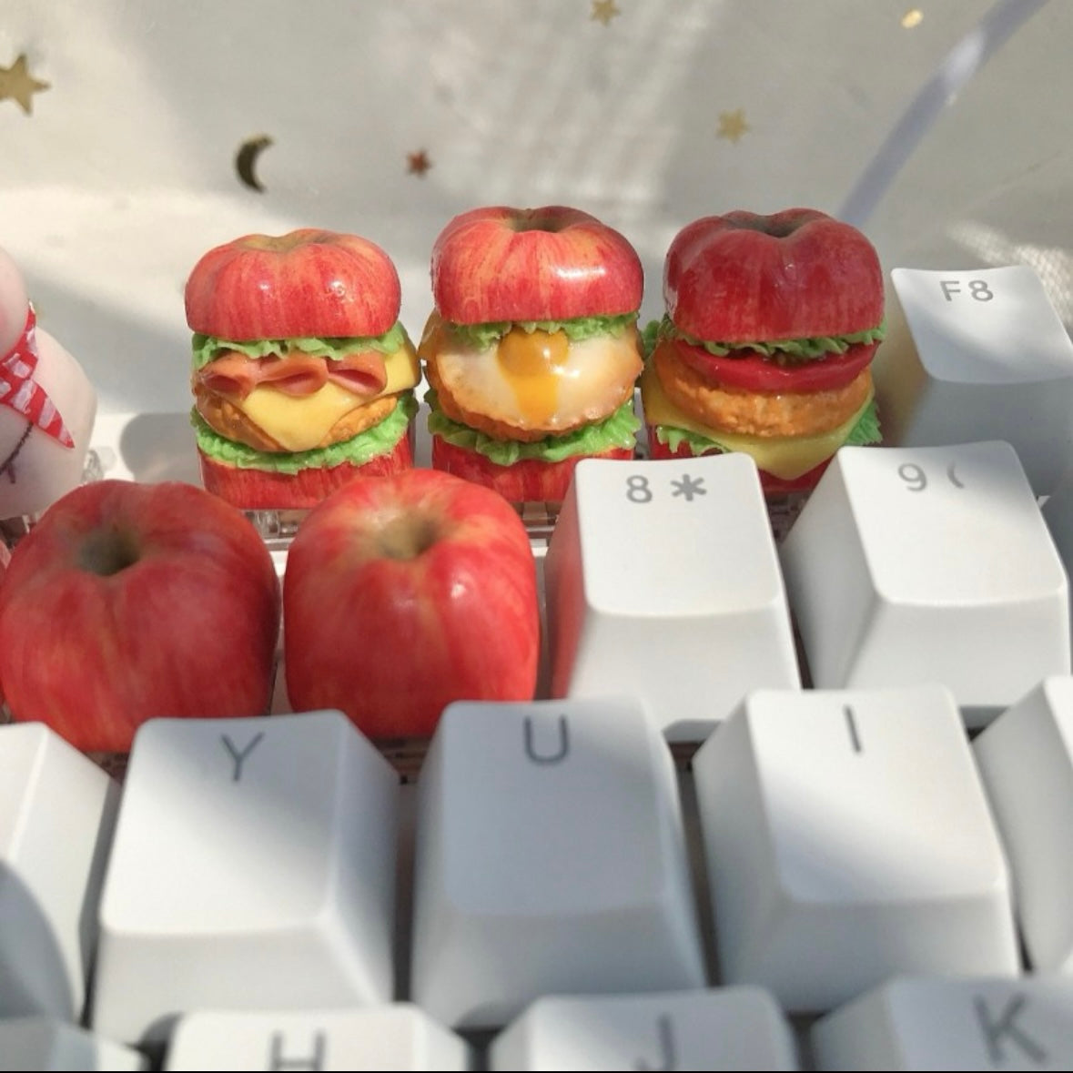 Handmade apple-inspired keycap for Cherry MX keyboards, adding a natural and personalized touch to any typing experience for apple lovers.