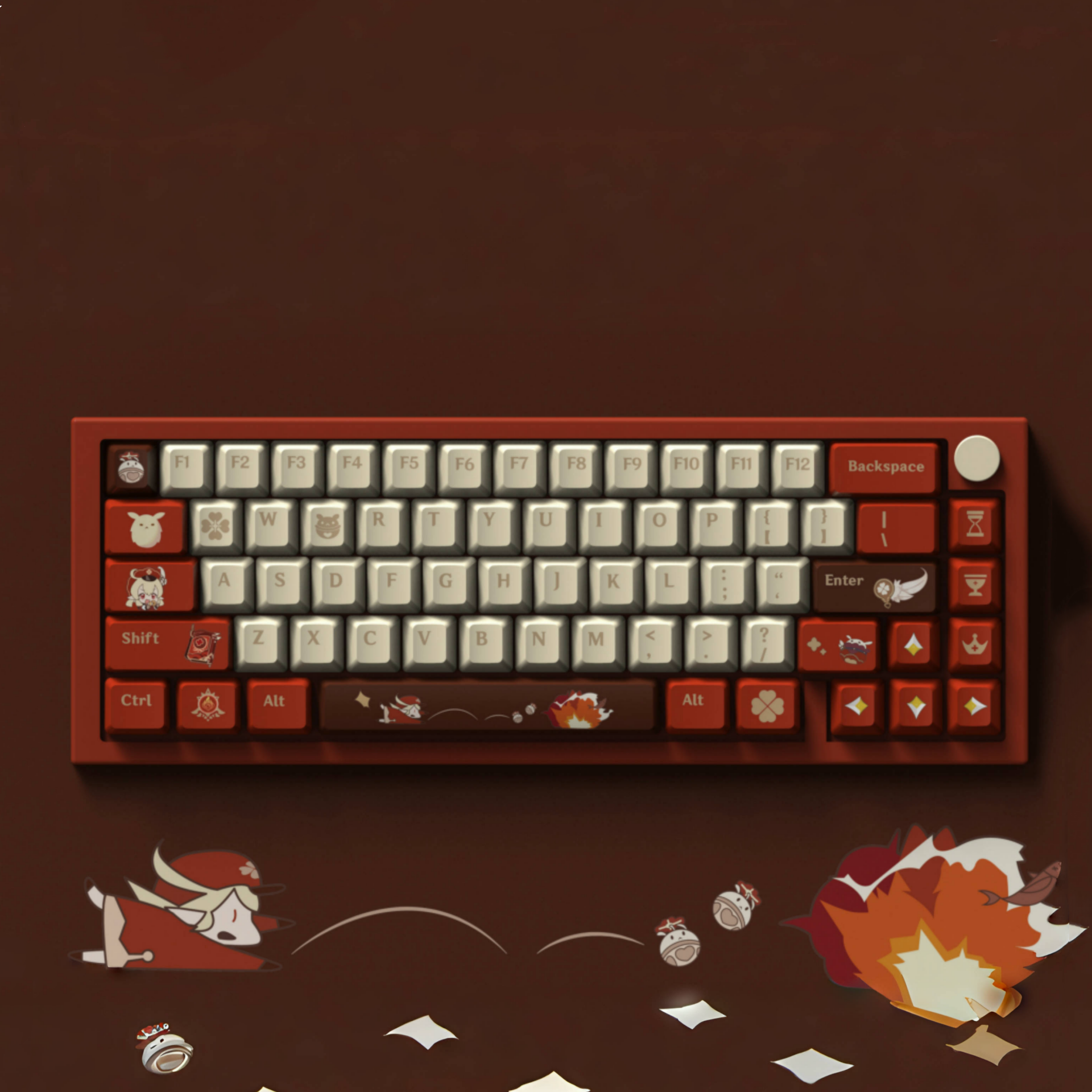 BOOM BOOM Klee Keycaps PBT Custom Genshin Impact keycaps Set