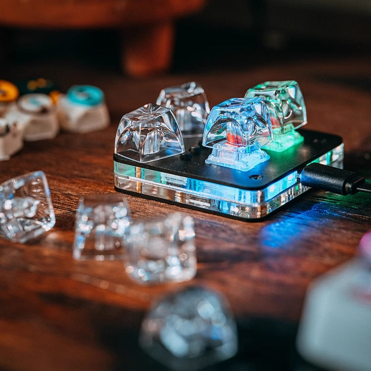 "Dive into a realm of sophistication with our Transparent Keycaps – uniquely crafted with the texture of ice. These Artisan Keycaps are more than mere keys; they are a statement of individuality and craftsmanship. The crystal-clear design adds a touch of elegance to your keyboard, while the ice-textured finish provides a distinctive and cool aesthetic. Elevate your typing experience with the avant-garde appeal of these Transparent Keycaps – a perfect blend of style and functionality.