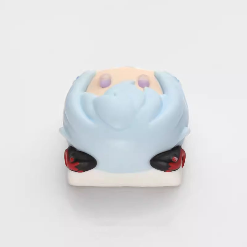Ganyu-themed artisan keycap designed for gamers, combining artistry and functionality with vibrant colors and textures.