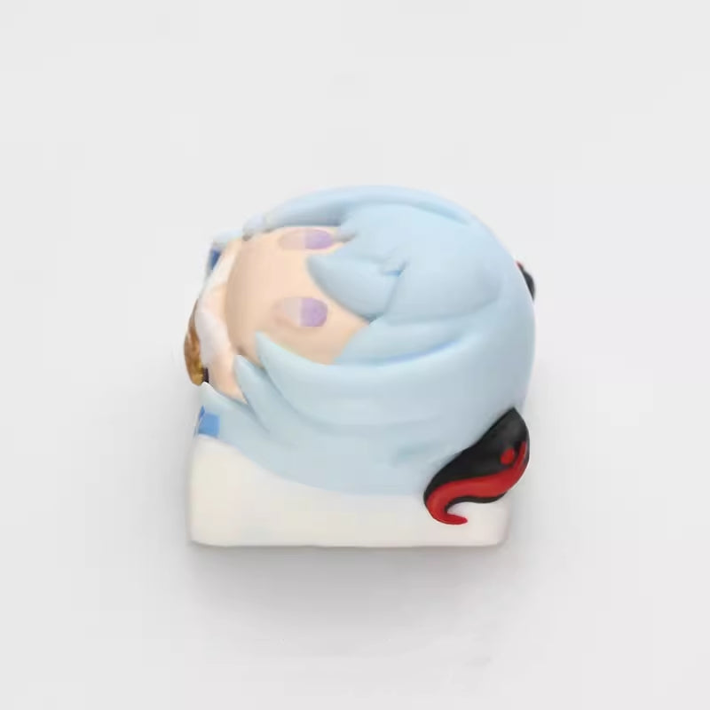 Unique Ganyu keycap for mechanical keyboards, featuring a colorful design that reflects her cryo abilities in Genshin Impact.