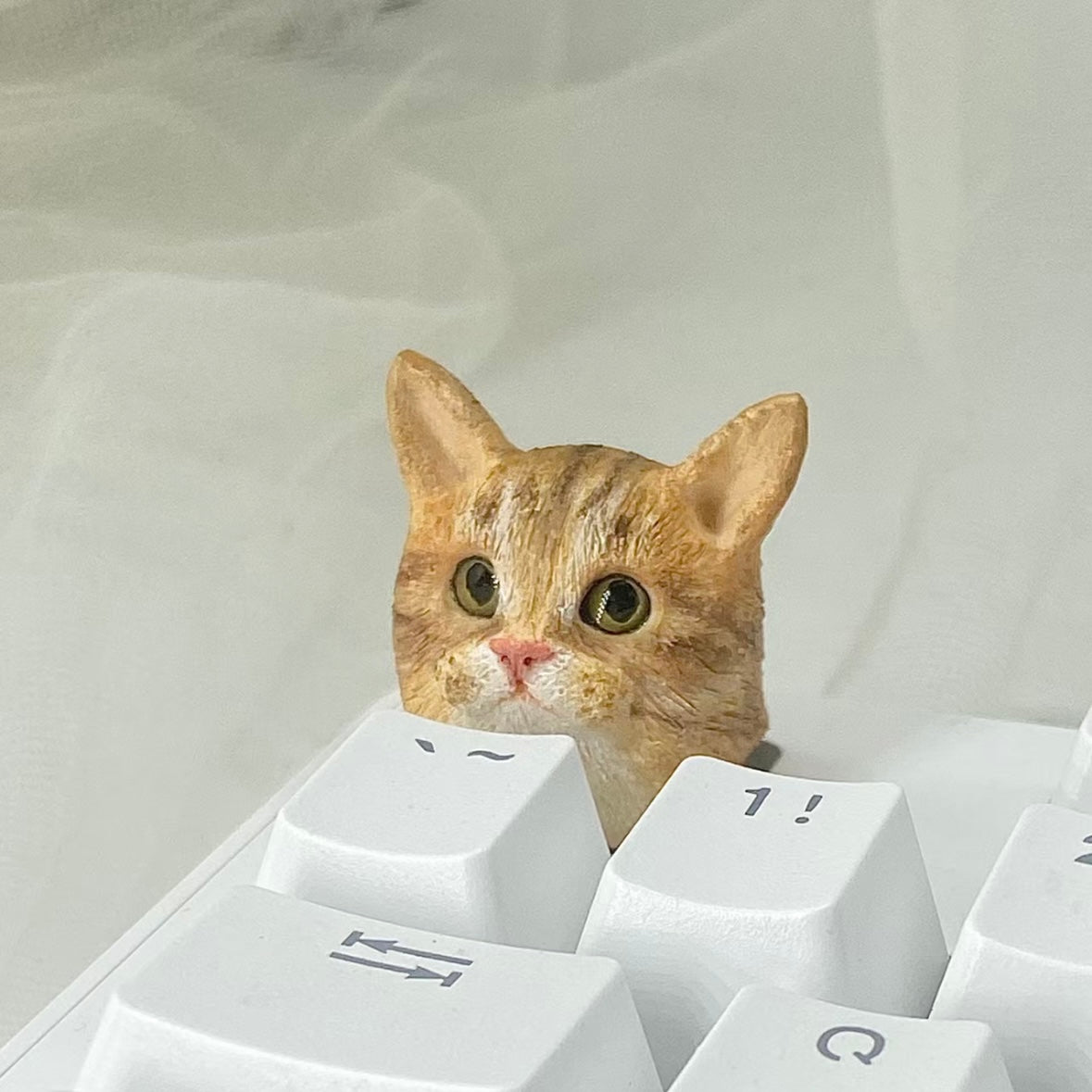 Custom cat and dog artisan keycaps made to order by AiheyStudio. Personalize your keyboard with realistic handmade pet keycaps.