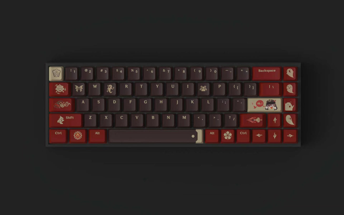 Dive into the shadows with our 'Versemonger Of The Darkest Alleys Hu Tao' Keycaps. Expertly crafted, these keycaps capture the enigmatic essence of Hu Tao, making them a must-have for fans of the character. Elevate your keyboard with these unique and intriguing artisan keycaps that evoke the mysteries of the night." 🌙🖋️💼 #Keycaps #ArtisanKeycaps #HuTaoDesign