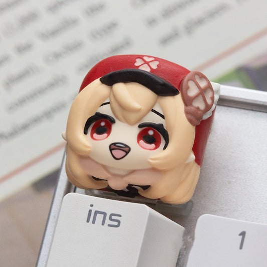 Klee Artisan Keycap featuring a playful design inspired by the energetic character from Genshin Impact, crafted from high-quality resin.