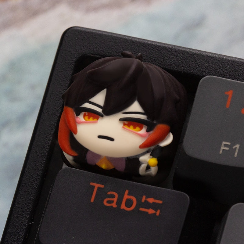 Custom resin keycaps Genshin Impact Zhongli Artisan Keycap Artisanal Zhongli keycap, designed to celebrate the character's dignified presence and bring a unique flair to your gaming setup.