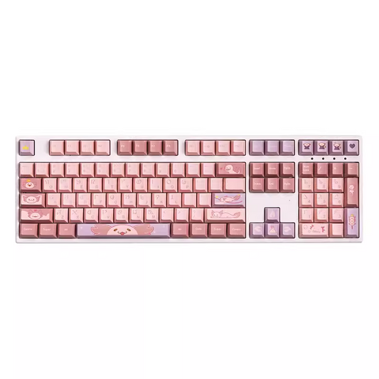 Final Fantasy XIV PBT Sprightly Axolotl custom keycaps set featuring 155 vibrant keys with unique designs.