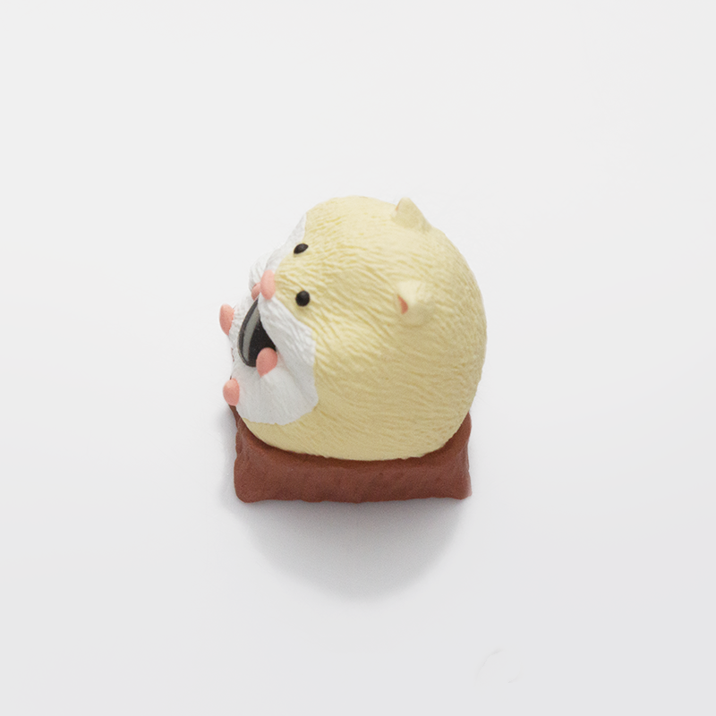 Hamster-shaped artisan keycap by aiheystudio, designed for mechanical keyboards with a cute chubby style.