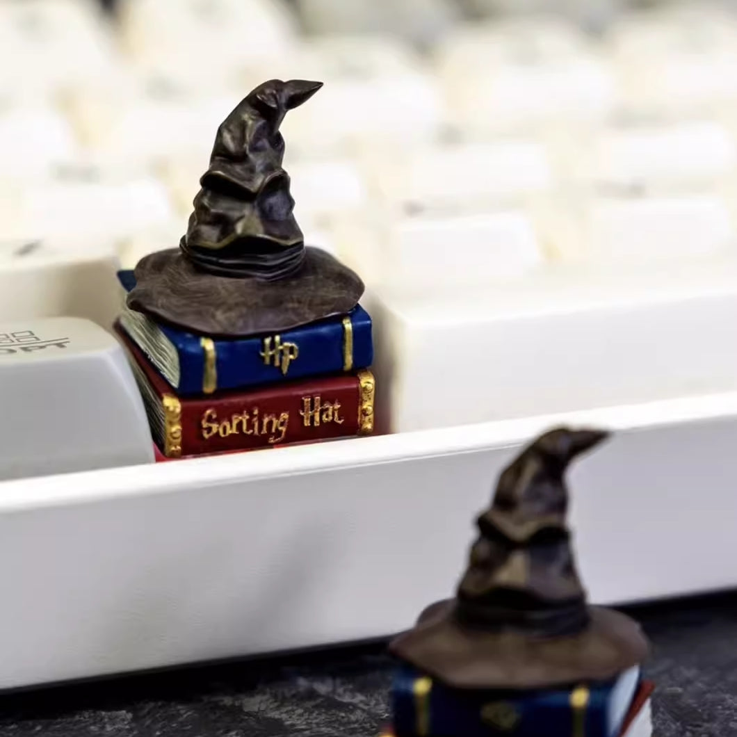 Custom Harry Potter Sorting Hat Artisan Keycaps, featuring a detailed 3D printed design inspired by the magical Sorting Hat.