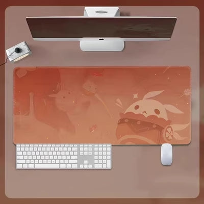 Embark on your adventures with the charming companions from Genshin Impact. Our 30x80cm mousepad features Hu Tao's little ghost, Yaemiko's fox, and Klee's playful bombs in vibrant graphics. It's not just a functional mousepad; it's a unique Genshin collectible. Let these sprites inspire your gaming and work, accompanying you on your journey.