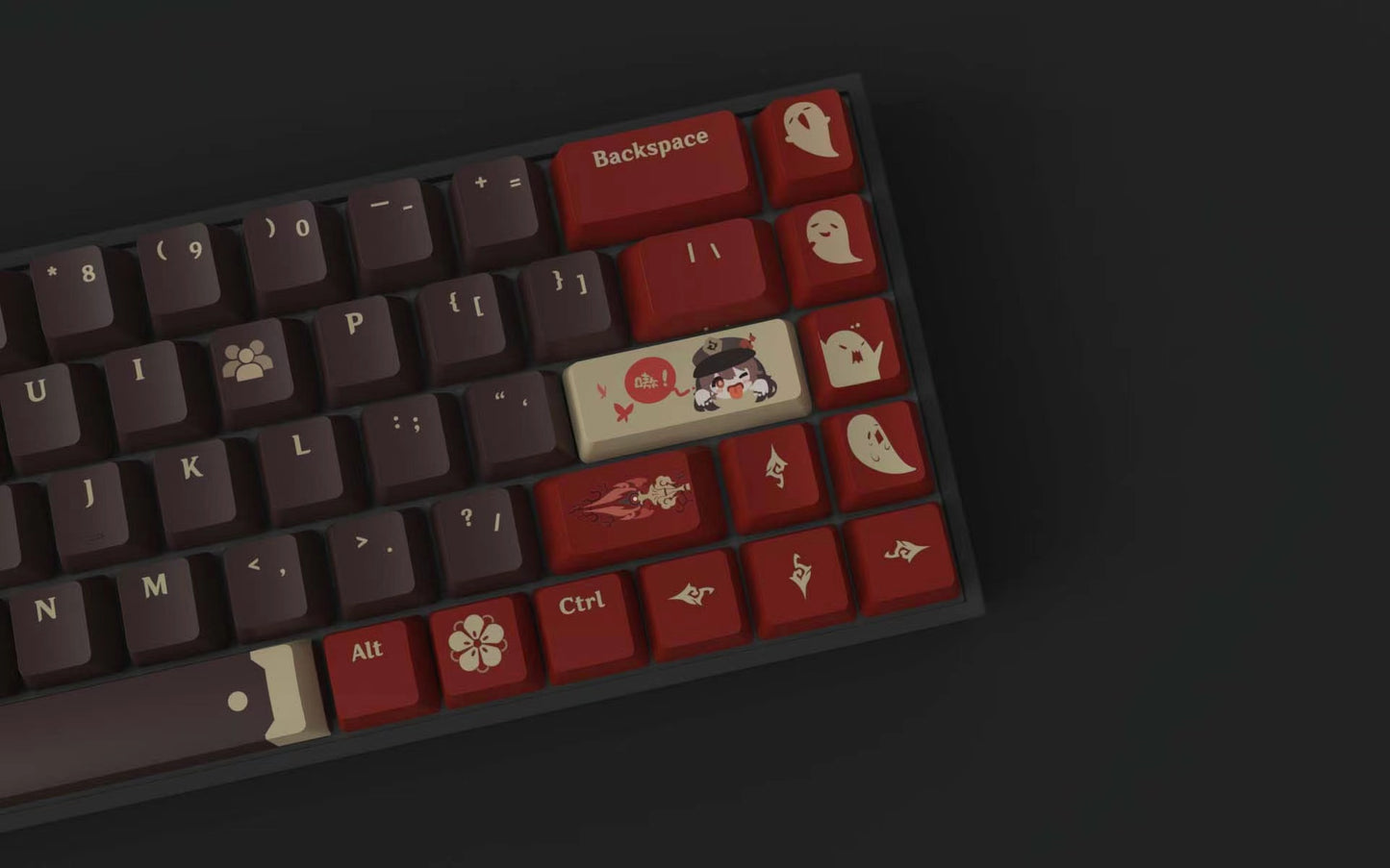 Dive into the shadows with our 'Versemonger Of The Darkest Alleys Hu Tao' Keycaps. Expertly crafted, these keycaps capture the enigmatic essence of Hu Tao, making them a must-have for fans of the character. Elevate your keyboard with these unique and intriguing artisan keycaps that evoke the mysteries of the night." 🌙🖋️💼 #Keycaps #ArtisanKeycaps #HuTaoDesign