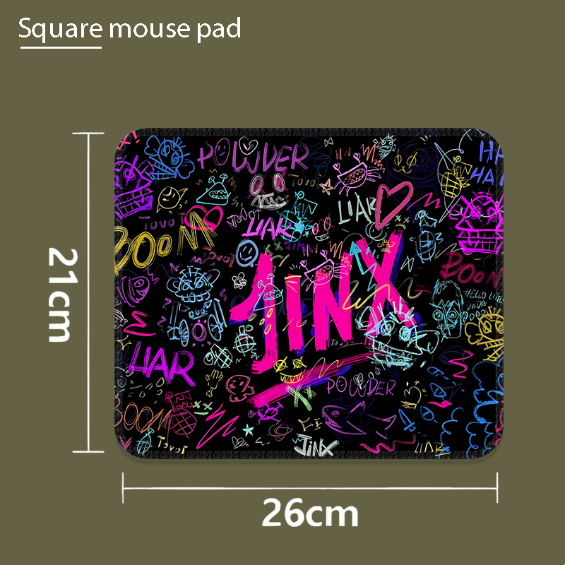 Large League of Legends mouse pad by aiheystudio featuring Jinx graffiti design for immersive gameplay.
