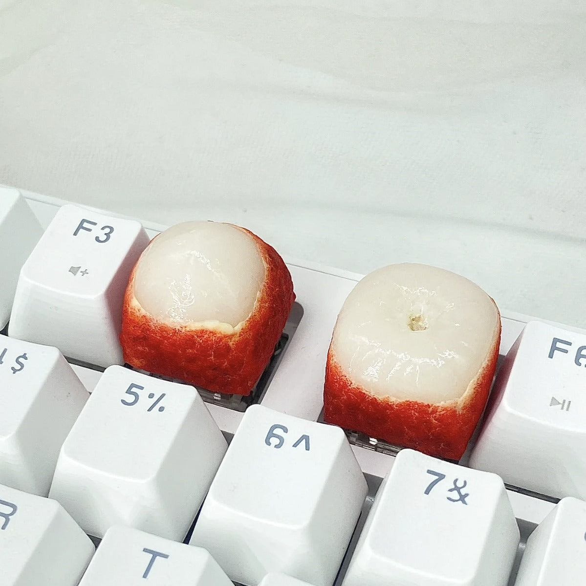 Lychee Artisan Keycaps | Handmade with True-to-Life Flesh and Peel Shapes for Distinctive Keyboards