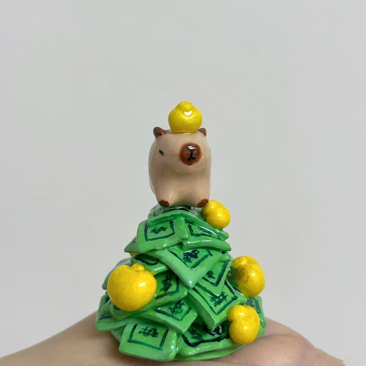 Money Christmas Tree Artisan Keycap with capybara