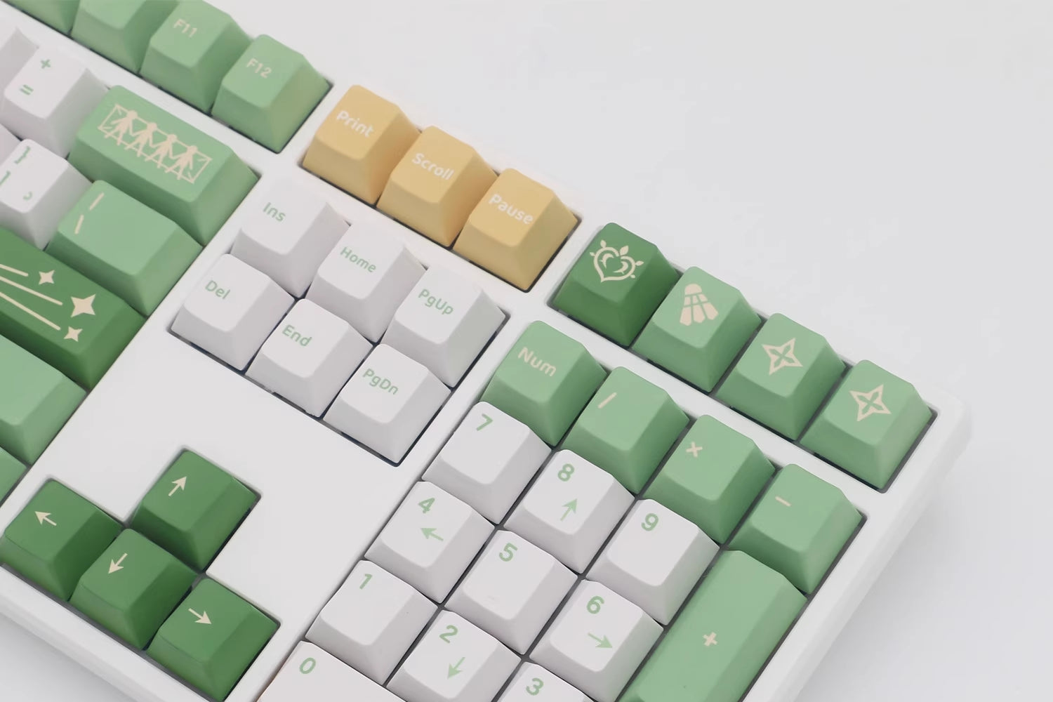 Custom PBT keycap set featuring Nahida from Genshin Impact, a must-have collectible for mechanical keyboard users.