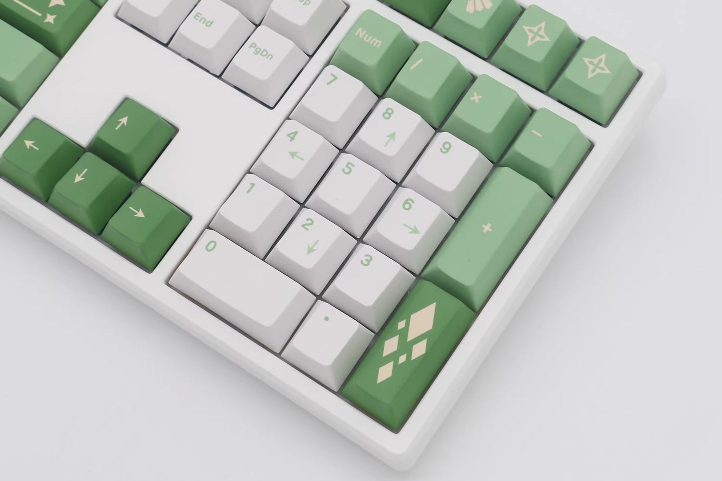 Custom PBT keycap set featuring Nahida from Genshin Impact, a must-have collectible for mechanical keyboard users.