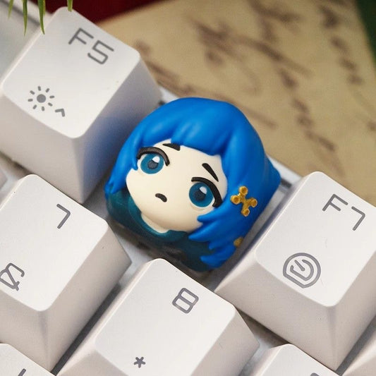 Powder artisan keycap by aiheystudio inspired by the Arcane series, featuring soft pastel tones and expressive sculpt.