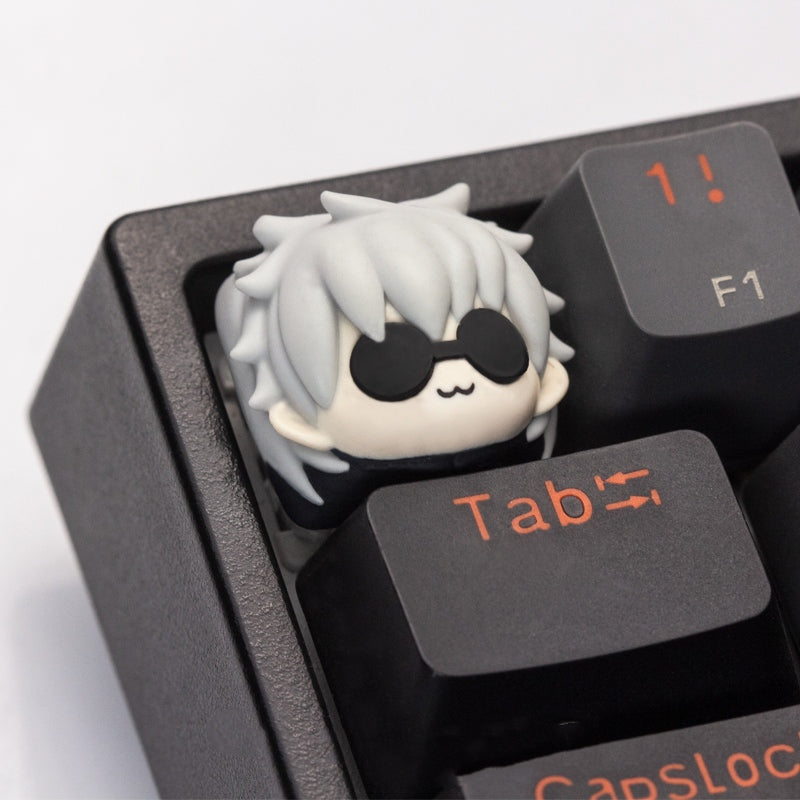 Satoru Gojo Artisan Keycap Jujutsu Kaisen Custom resin keycaps Satoru Gojo artisan keycap inspired by Jujutsu Kaisen, custom resin keycap for anime fans and mechanical keyboard enthusiasts.