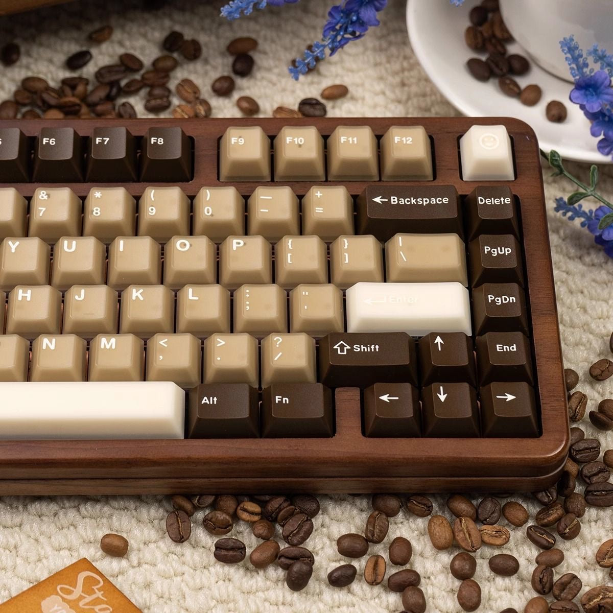 Translucent Jade Latte Keycap Set Coconut Coffee Inspired White and Brown Set