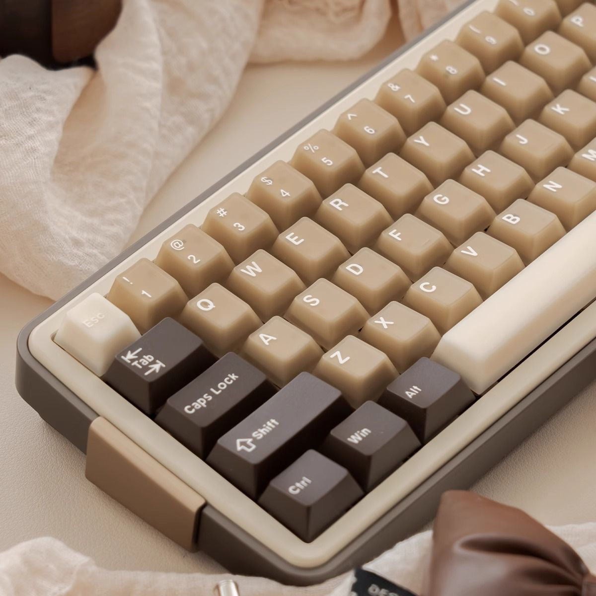 Translucent Jade Latte Keycap Set Coconut Coffee Inspired White and Brown Set