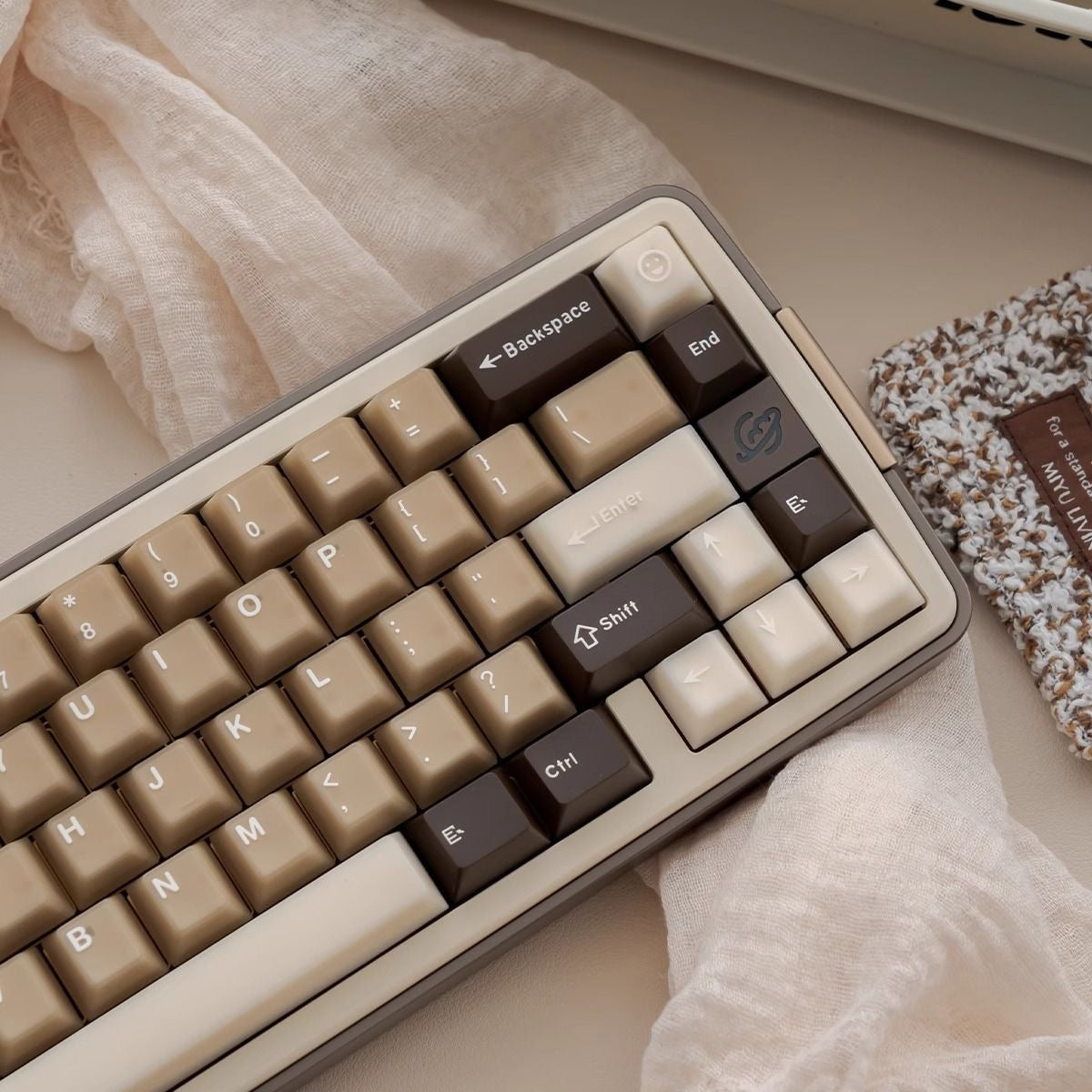Translucent Jade Latte Keycap Set Coconut Coffee Inspired White and Brown Set