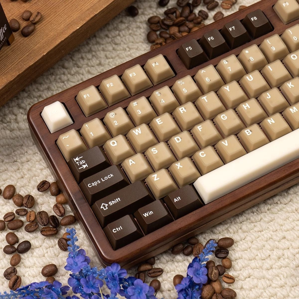Translucent Jade Latte Keycap Set Coconut Coffee Inspired White and Brown Set