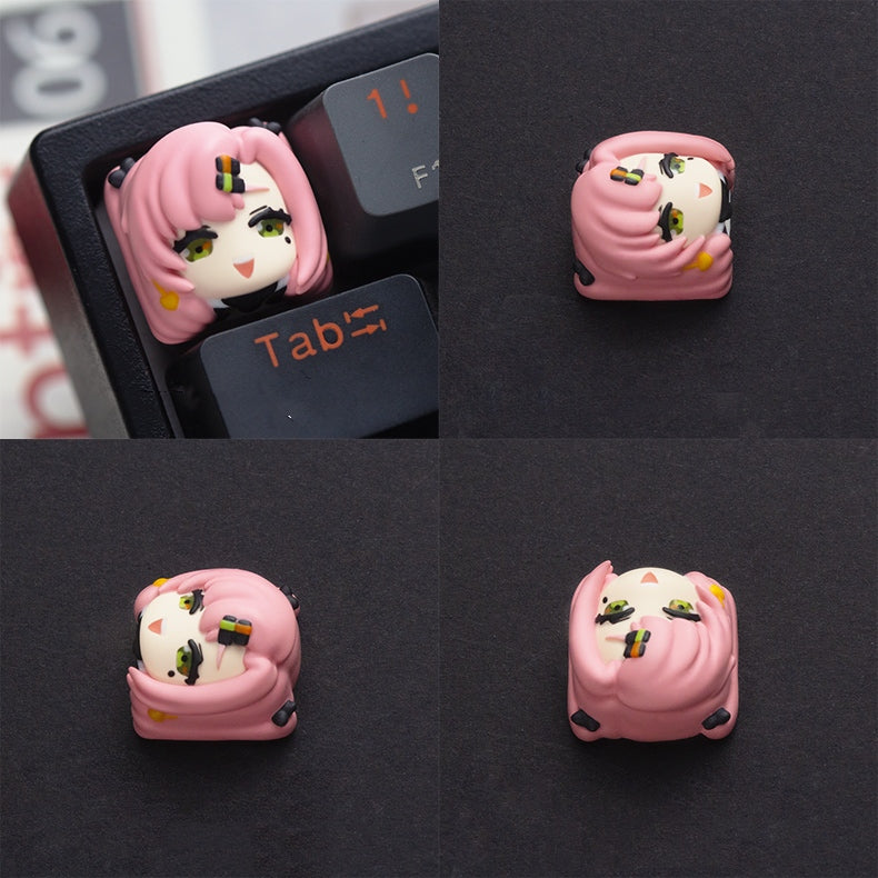 Aneira Jo and Nicole Demara artisan keycaps from Zenless Zone Zero, showcasing intricate designs of these dynamic characters.