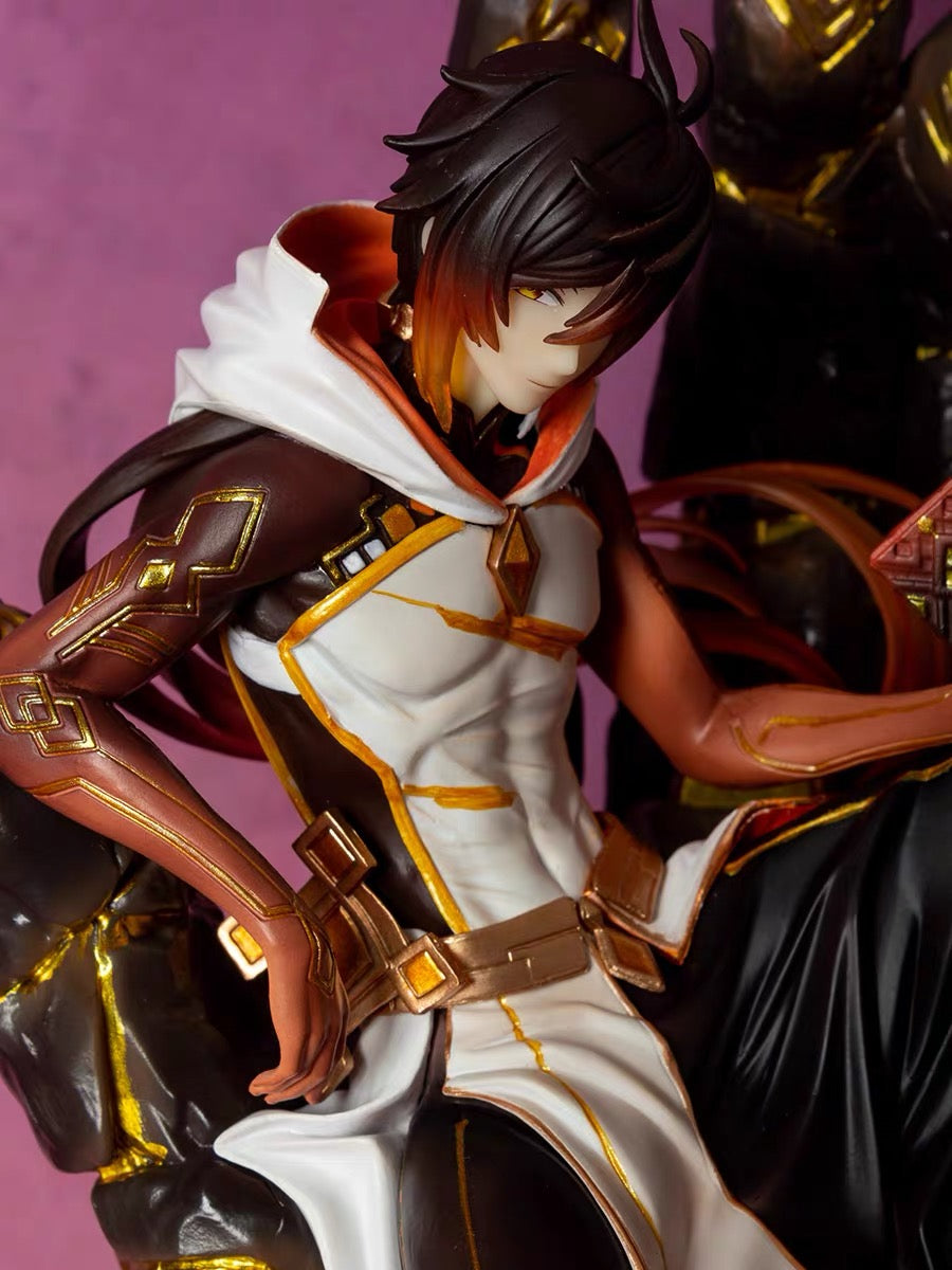 Detailed hand-painted Zhongli collectible, capturing the elegance and strength of Genshin Impact’s Geo Archon, perfect for fans of authentic character replicas.