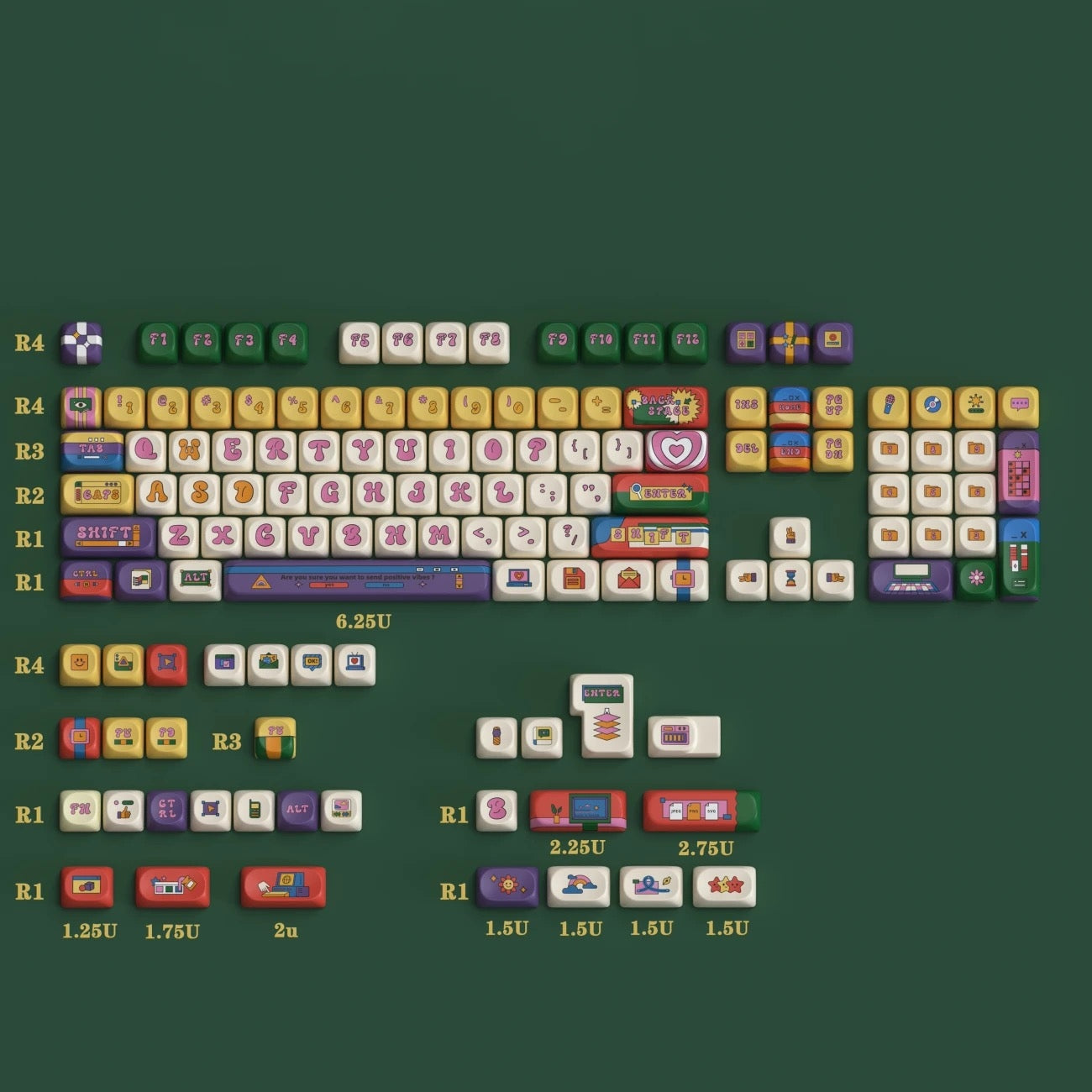 Aiheystudio tiny round sweets PBT keycap set featuring colorful candy-inspired designs for mechanical keyboards.