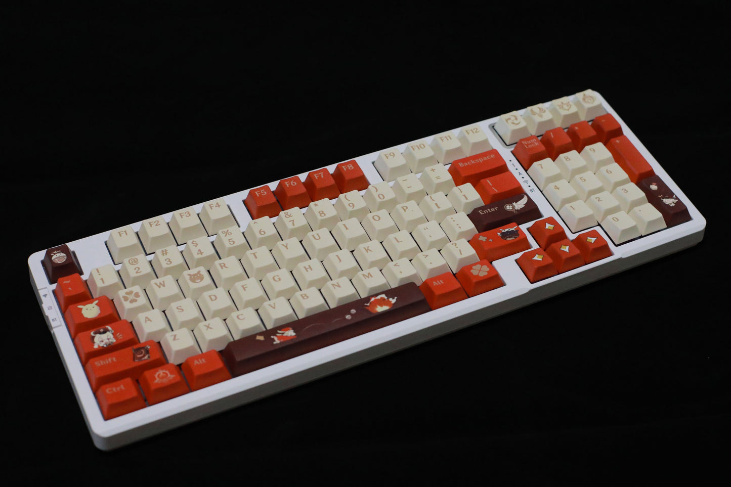"Experience explosive character in every keystroke with our 'BOOM BOOM Klee' Keycaps, inspired by Genshin Impact. Crafted from high-quality PBT material, these custom keycaps offer durability and tactile satisfaction that rivals the renowned GMK keycaps. In stock now, they bring a burst of Genshin Impact's playful chaos to your keyboard setup. Elevate your gaming experience with these captivating and vibrant keycaps." 💥🎮💻 #GenshinImpact #Keycaps #GamingAccessories