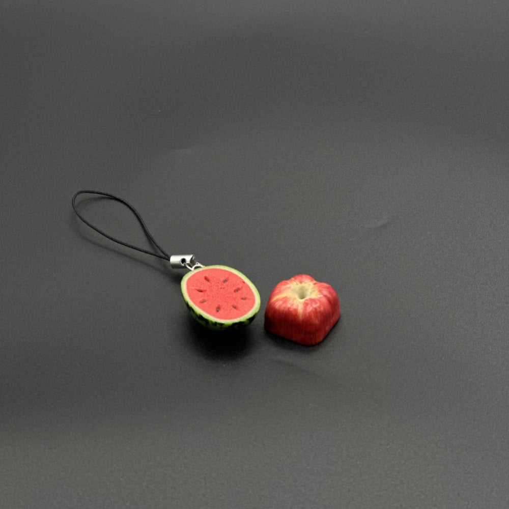 Personalized artisan apple keycap for Cherry MX switches, made by hand. Realistic apple details make it a standout addition to any keyboard setup.