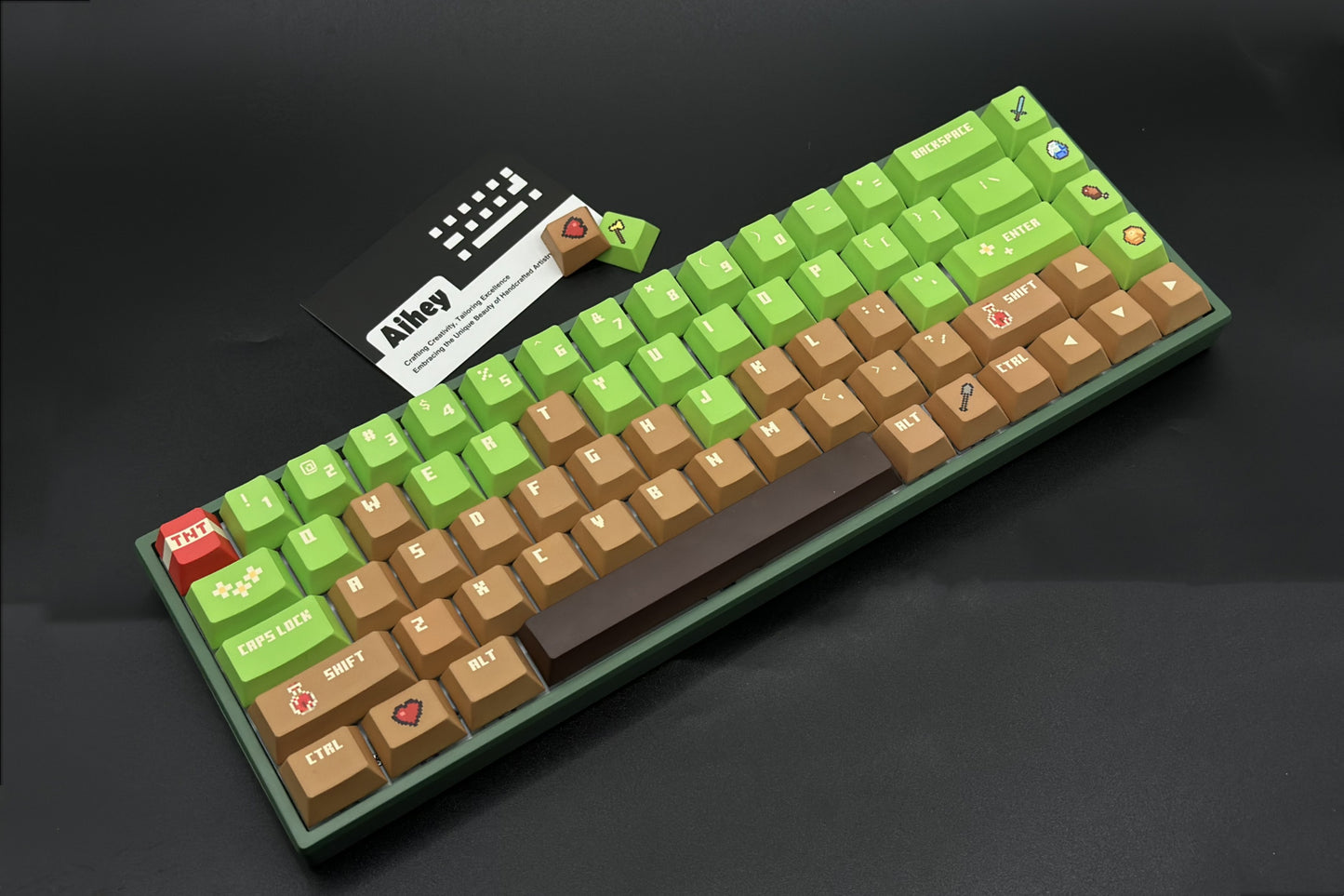 This Minecraft-themed keyboard set combines pixel-inspired aesthetics with powerful tri-mode connectivity, giving you a unique and versatile gaming experience.