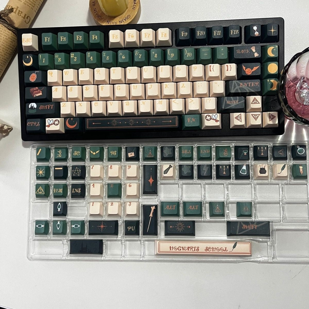 New design 130-key Slytherin keycap set from aiheystudio, perfect for Harry Potter fans and mechanical keyboards.