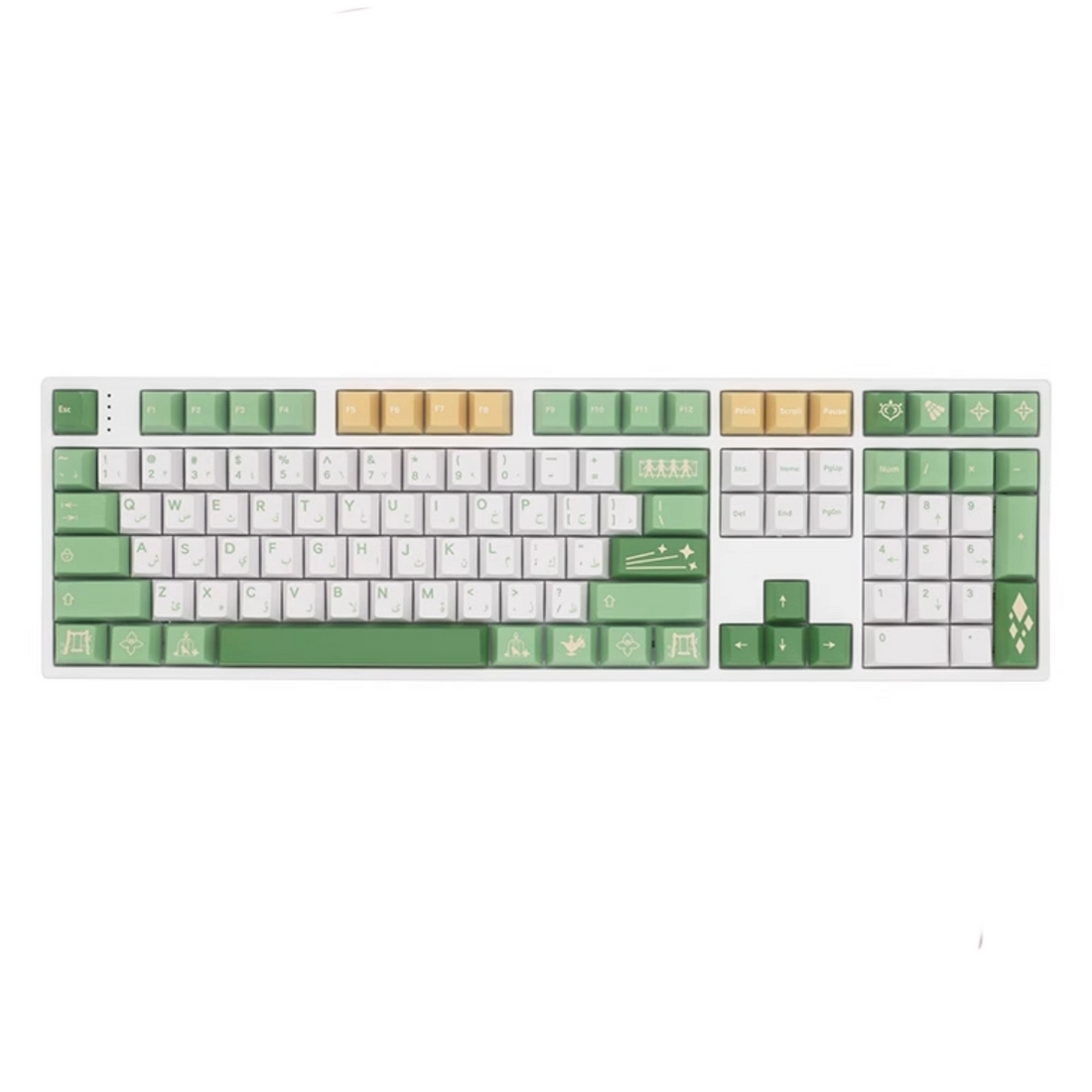 Nahida Genshin Impact PBT keycap set with light green and white design by AiheyStudio