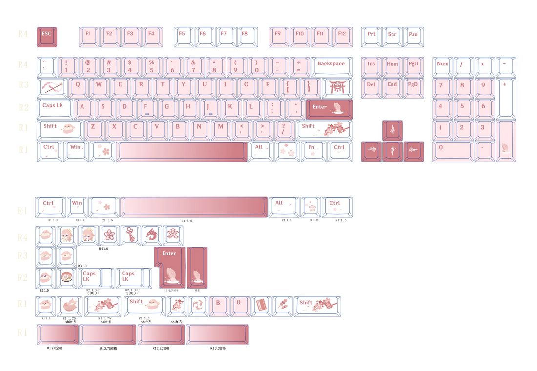 【IC】YaeMiko Keycaps PBT Custom Keycaps Genshin Impact keycaps Set