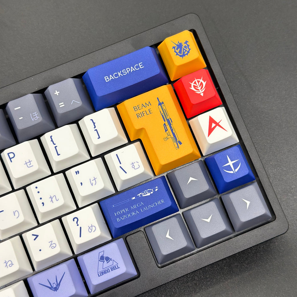 Hi-ν Gundam PBT mechanical keyboard keycaps close-up collection by AiheyStudio