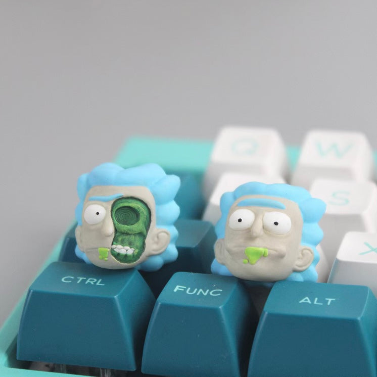 Rick and Morty Keycaps Customizable 3pcs Rick and Morty Keycaps Set | Wubba Lubba Inspired Artisan Keycaps