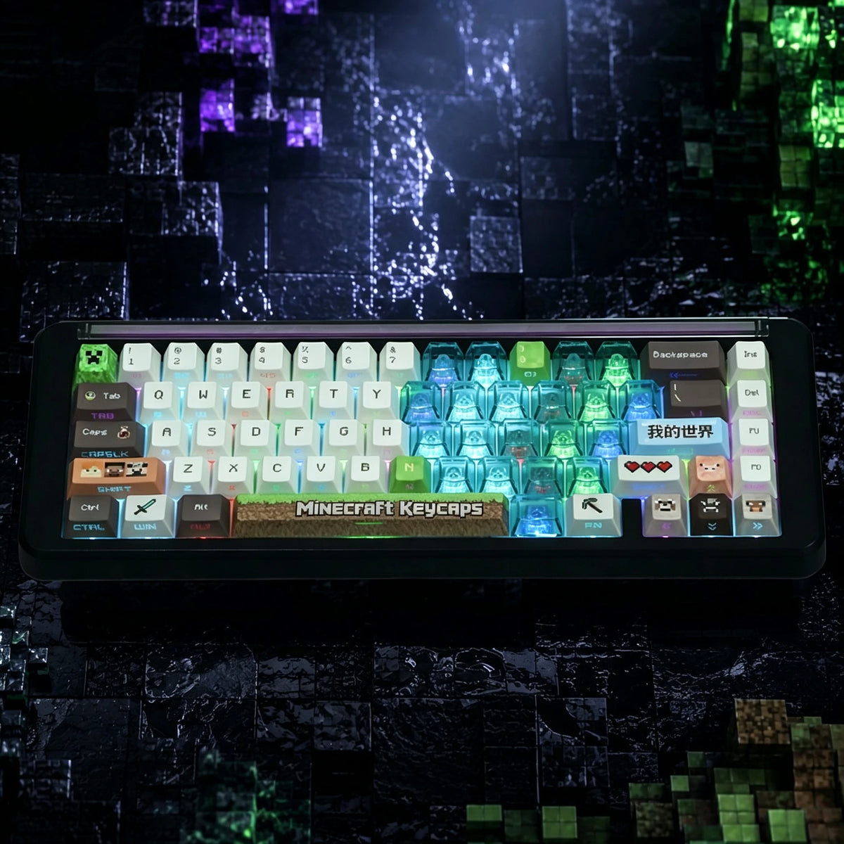 Minecraft Pixel Heart Transparent Keycap Set