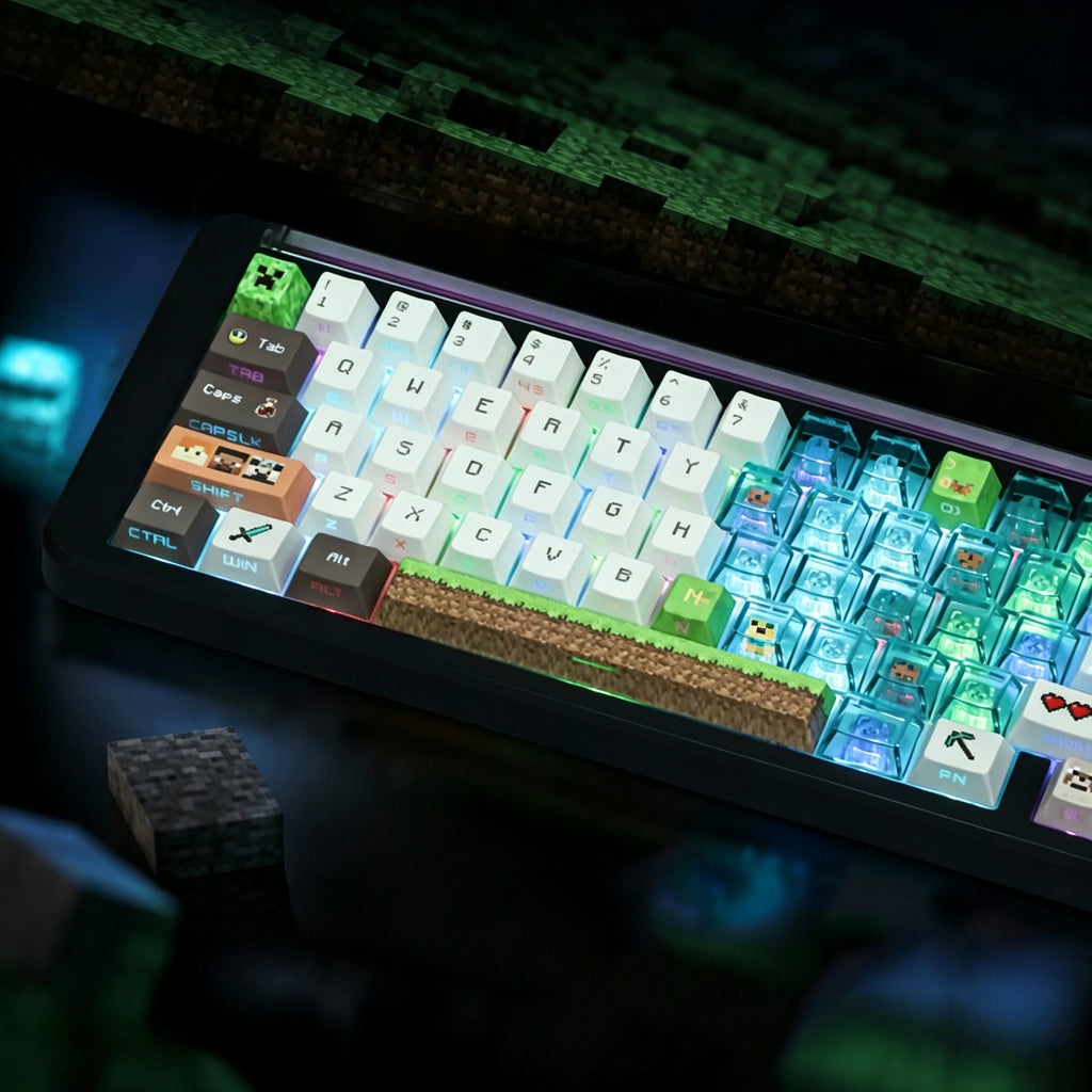 Minecraft Pixel Heart Transparent Keycap Set