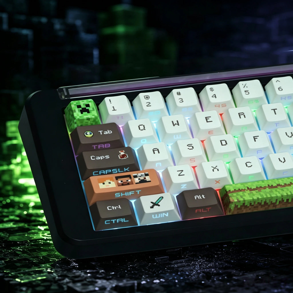 Minecraft Pixel Heart Transparent Keycap Set