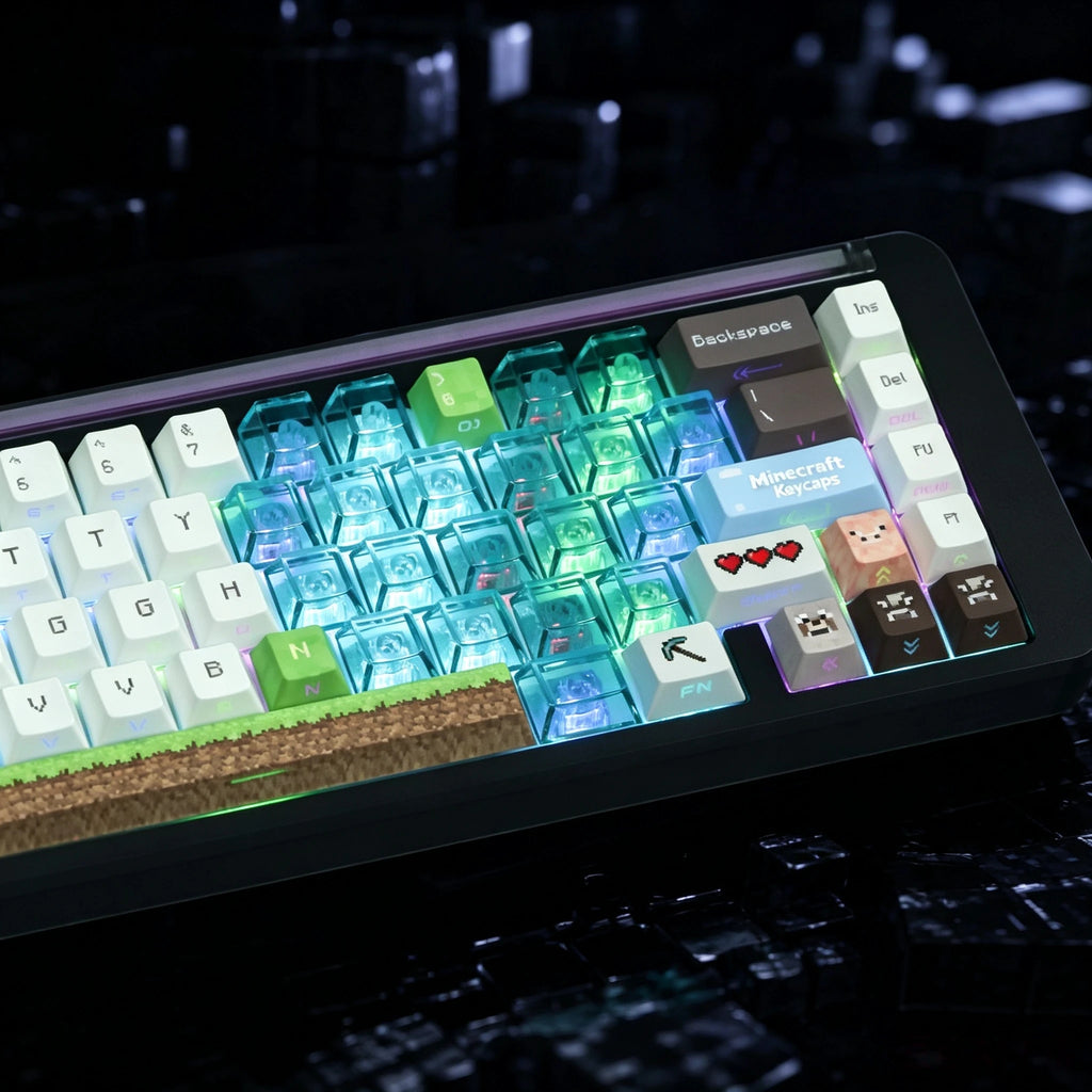 Minecraft Pixel Heart Transparent Keycap Set