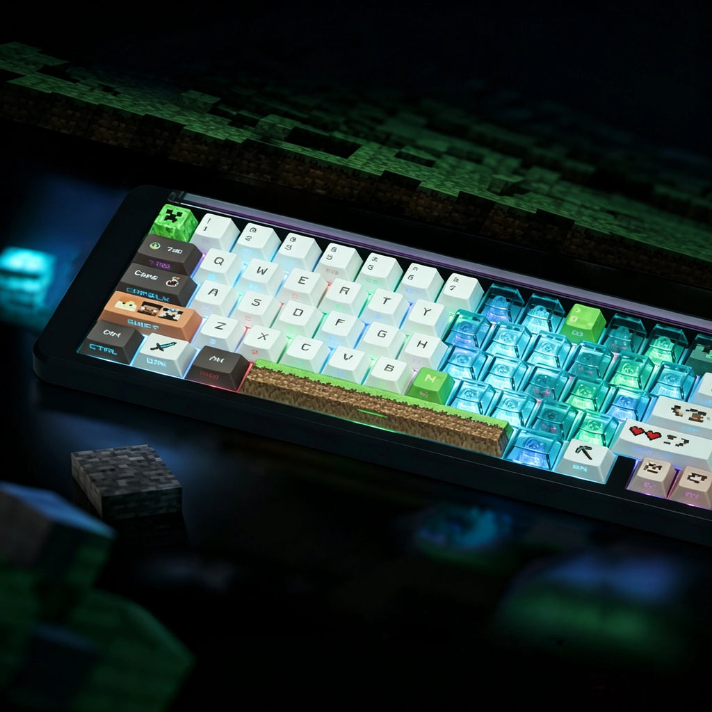 Minecraft Pixel Heart Transparent Keycap Set