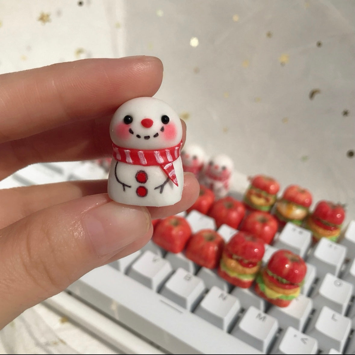 Christmas Custom Snowman Keycaps Frosty Friends Artisan Keycaps