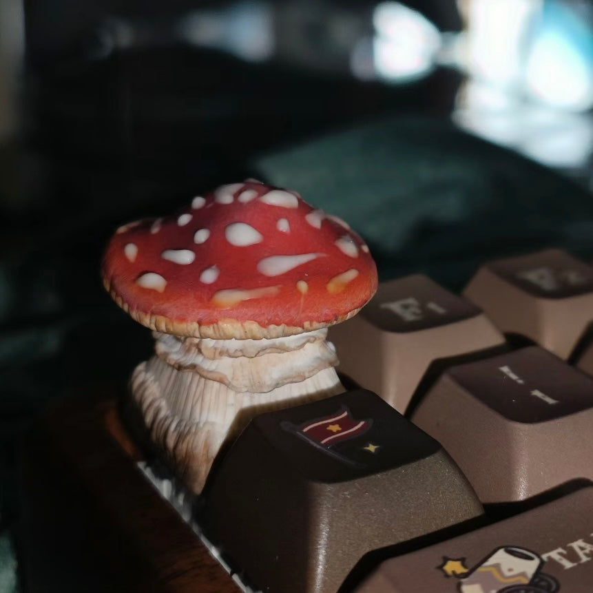 Are mushrooms poisonous? Red Mushroom Custom Artisan Keycap Handcrafted Red Mushroom Artisan Keycap, meticulously made over 20 days, featuring lifelike details that add a whimsical touch to any keyboard.
