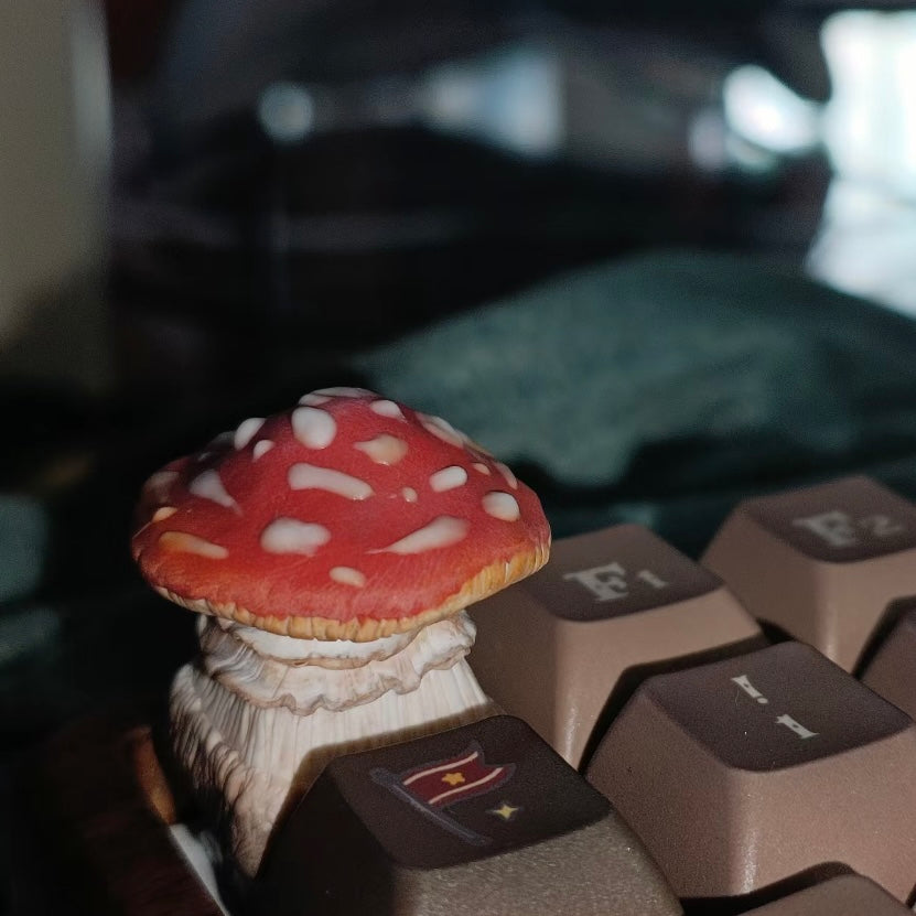 Explore the unique handcrafted Red Mushroom keycap! This artisan keycap is a custom masterpiece, meticulously crafted to make your keyboard truly one-of-a-kind. The eye-catching Red Mushroom design adds personality and style to your setup. Not only is it aesthetically pleasing, but it also enhances your keyboard experience. Stand out with this exquisite keycap." 🍄💻 #KeyboardAccessories #ArtisanKeycap