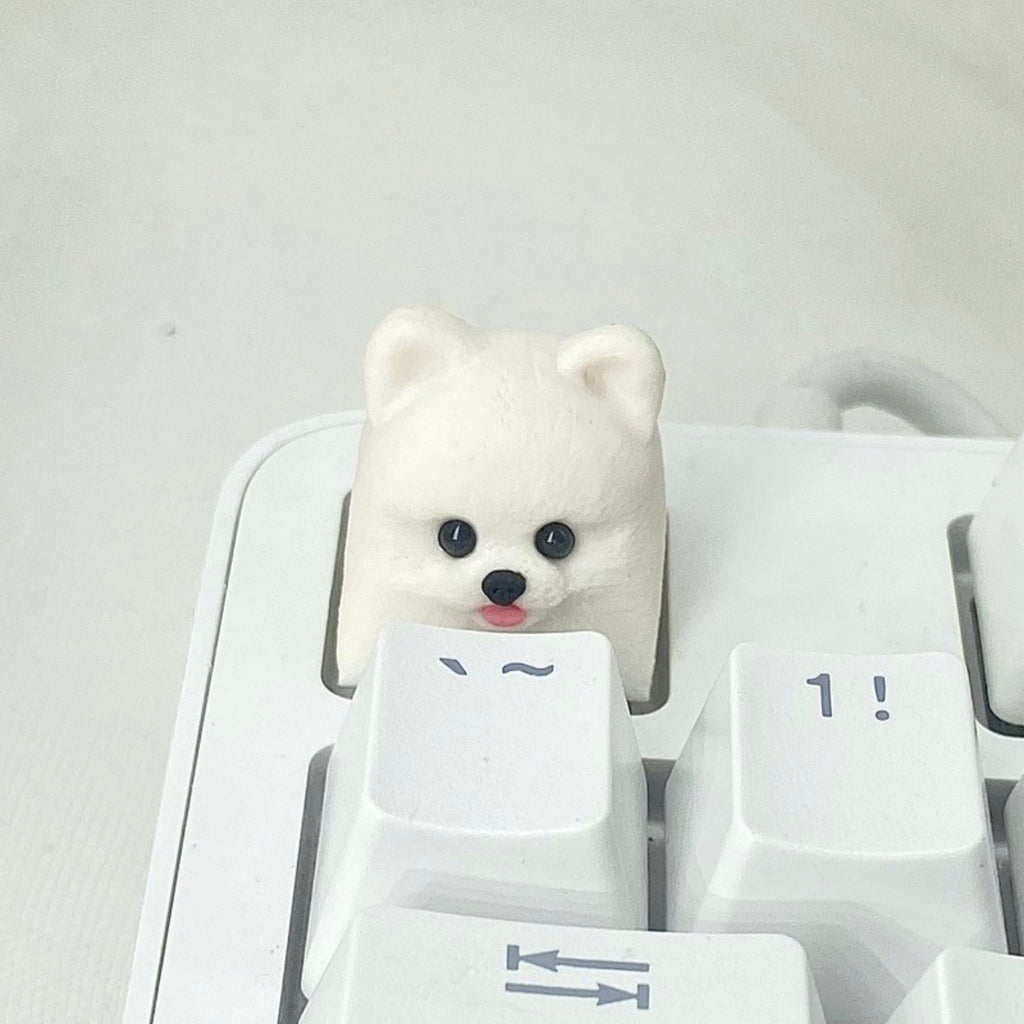 Handmade pet keycaps by AiheyStudio for mechanical keyboards. Bring a touch of your pet’s charm to your setup with custom artisan keycaps.
