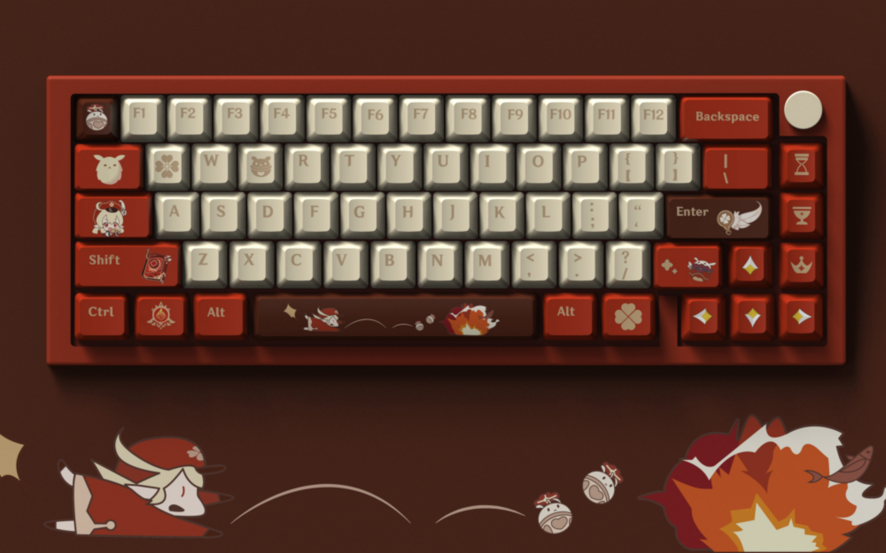 BOOM BOOM Klee Keycaps PBT Custom Genshin Impact Keycaps (In stock)