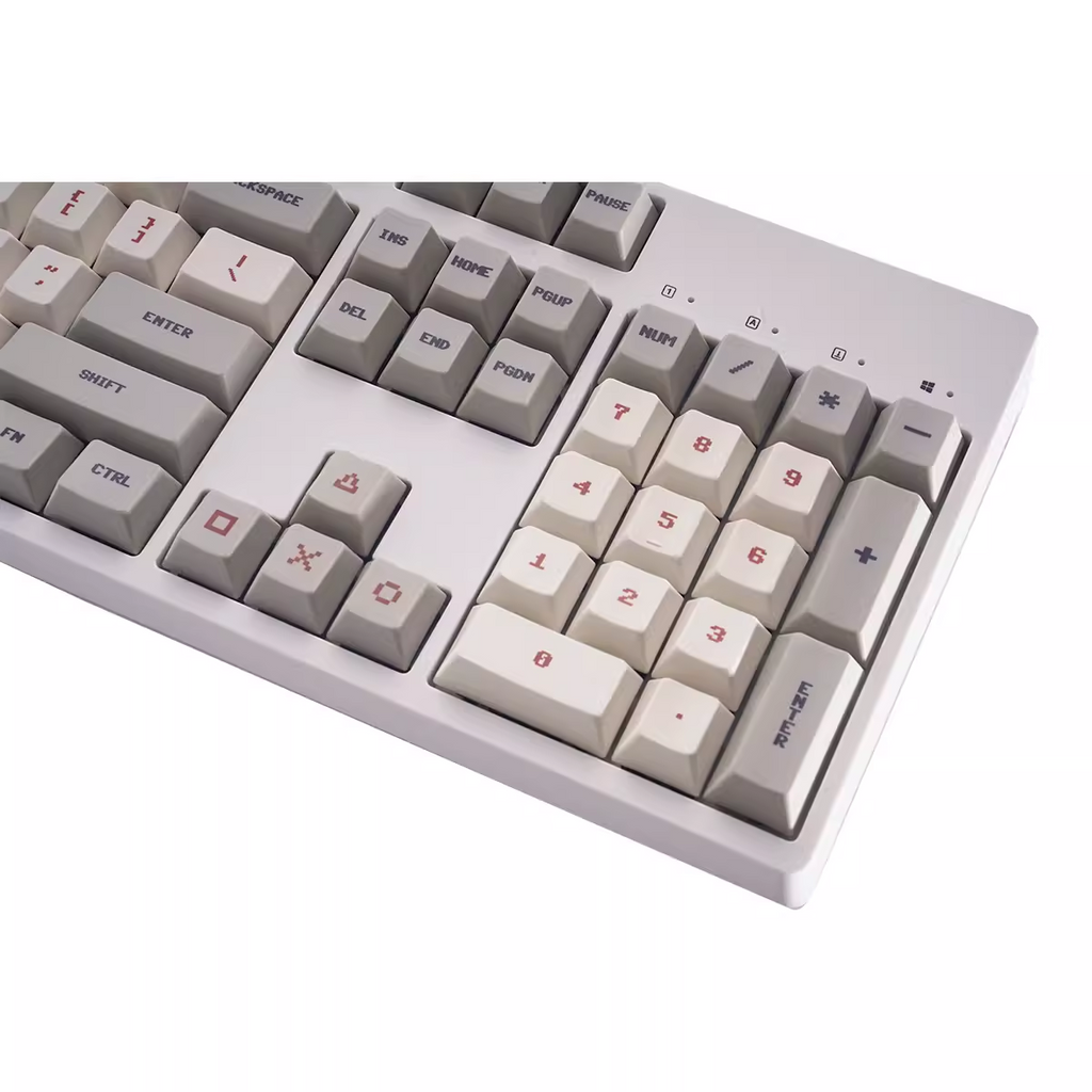 Retro-inspired Classic NES Mario keycaps set with 151 PBT keys, ideal for fans of the Mario franchise and custom keyboard setups.