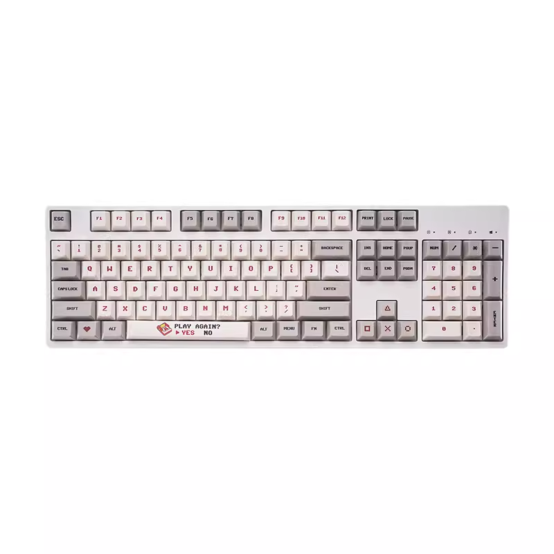 Classic NES Mario PBT custom keycaps set with 151 keys, perfect for retro gaming enthusiasts and mechanical keyboard lovers.